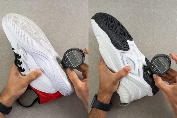 đo độ cứng đế ngoài của giày bóng rổ adidas outdoor, so sánh đế mềm và cứng