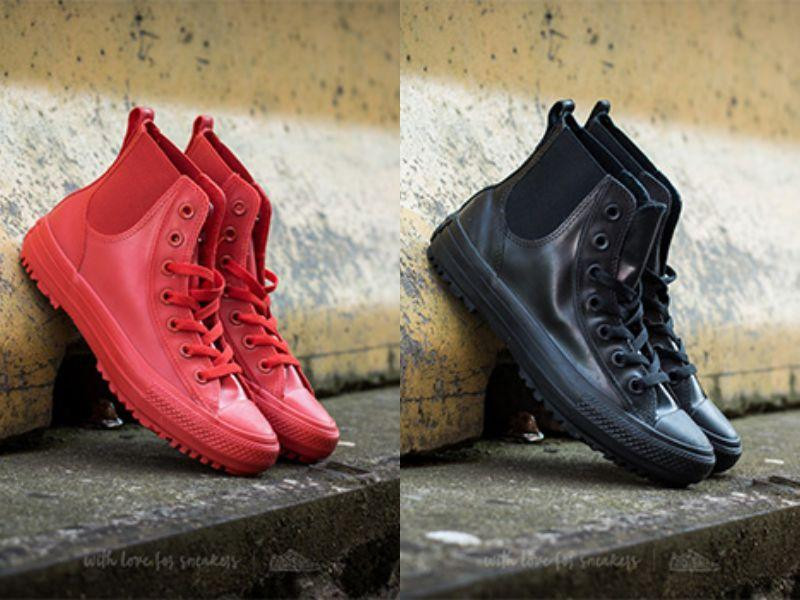 Đôi giày Converse cao cổ màu đen chất liệu cao su chống thấm nước
