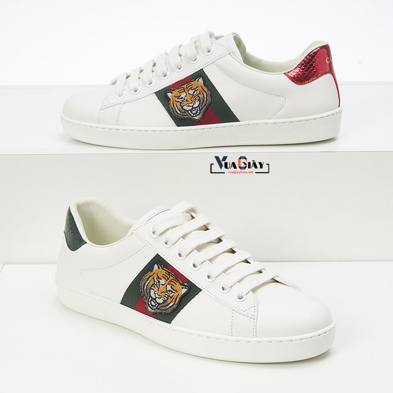 Đôi giày Gucci Ace trắng với họa tiết hổ nổi bật