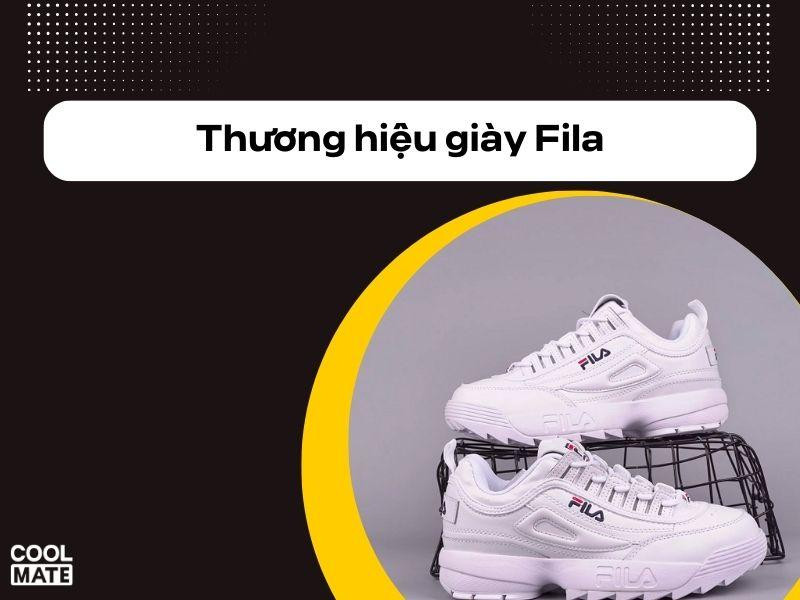 Đôi giày sneaker Fila màu trắng hồng phong cách retro