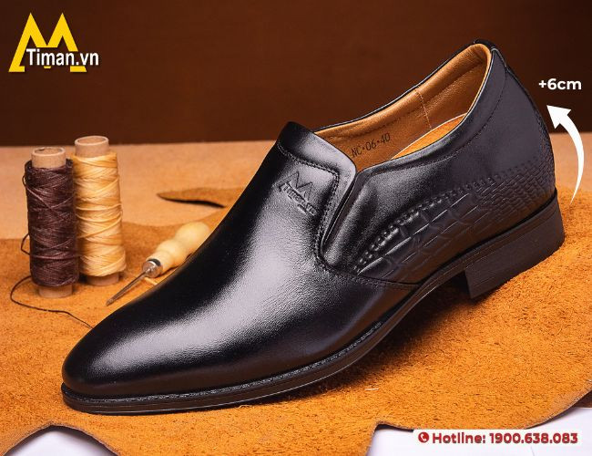Đôi giày tây nam độn đế làm từ chất liệu tốt bền sang trọng