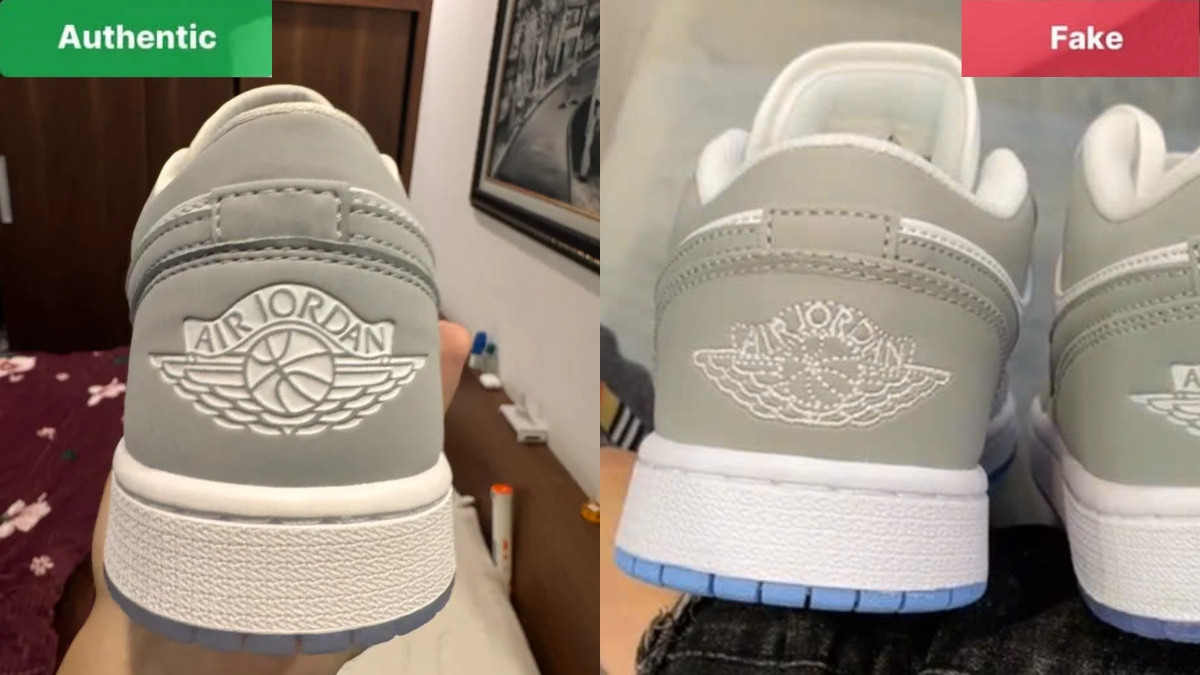 Đường khâu gót giày Jordan 1 Low Panda