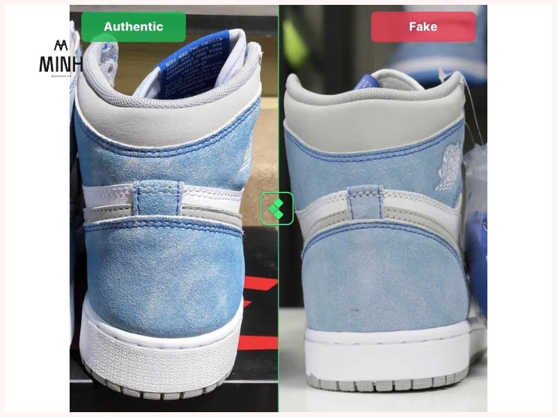 Form dáng đồng hồ cát đặc trưng của giày Jordan 1 chính hãng
