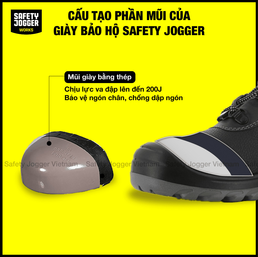Giày bảo hộ Jogger Bestrun S3 với thân giày da chống thấm nước bền bỉ
