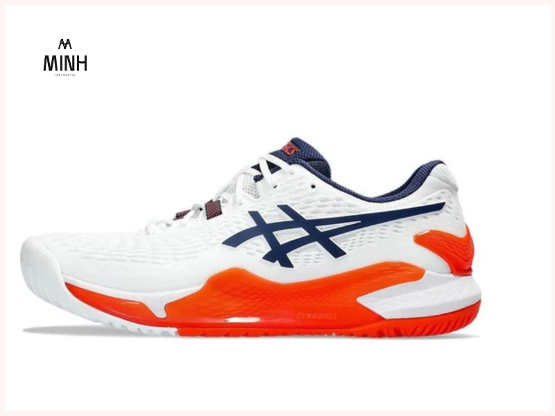 Giày bóng chuyền nữ Asics Gel-Resolution 9 Clay màu trắng, đế ngoài chống trượt