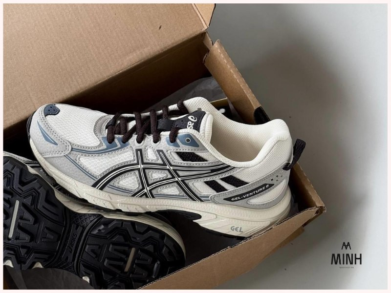 Giày bóng chuyền nữ Asics Gel-Venture 6 màu xanh xám, bền bỉ và dễ bảo quản