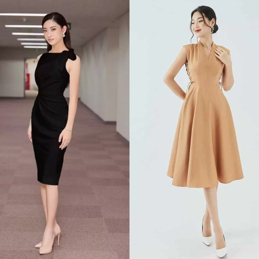 Giày cao gót thanh lịch phối cùng đầm dài