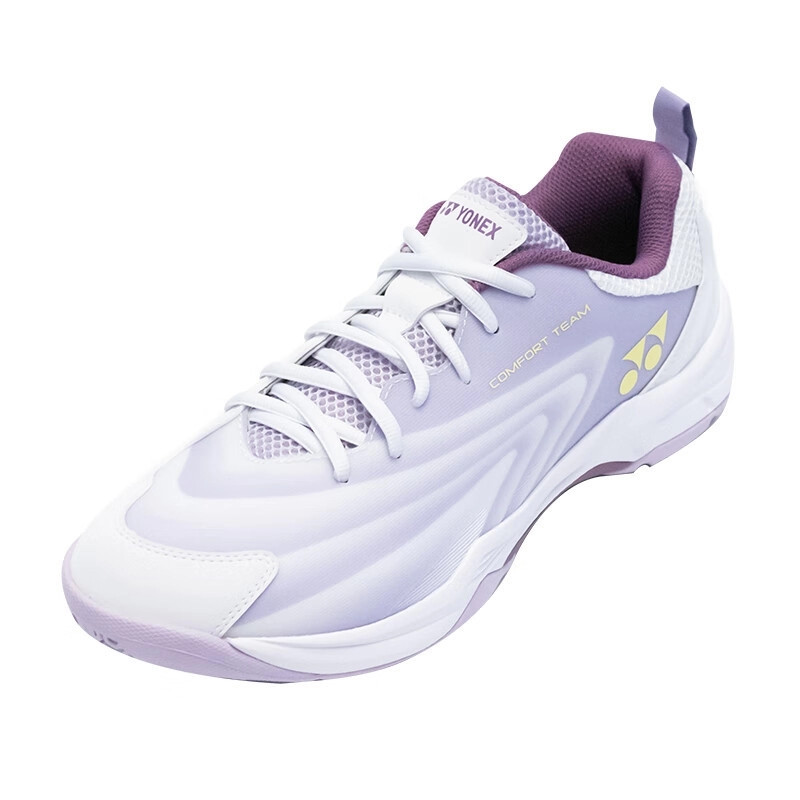 Giày cầu lông Yonex SHB CFT2EX màu trắng tím trên sân đấu