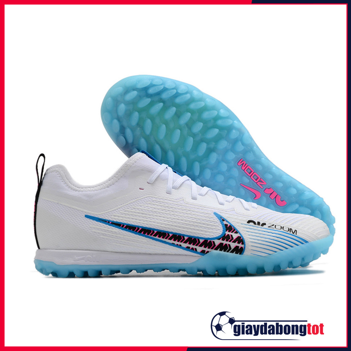 Giày đá bóng Nike Mercurial Vapor 15 Pro TF màu trắng đen đế xanh