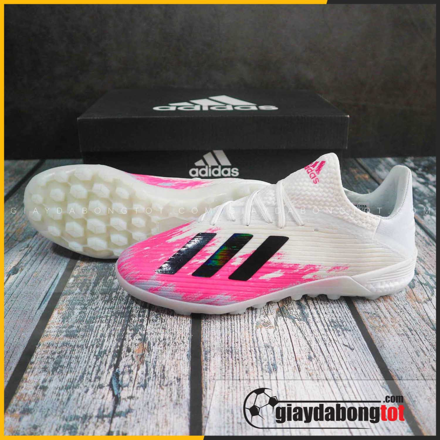 Giày đá bóng siêu nhẹ Adidas X19.1 TF màu trắng hồng