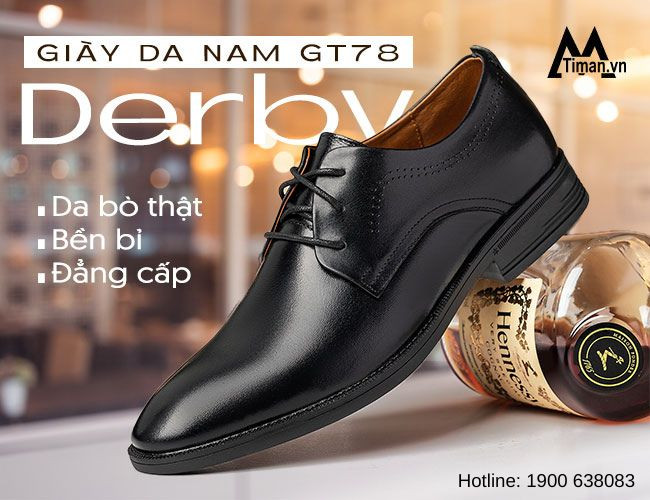 Giày Derby nam GT78 da thật, một trong những mẫu giày da nam đẹp phù hợp quý ông trung niên