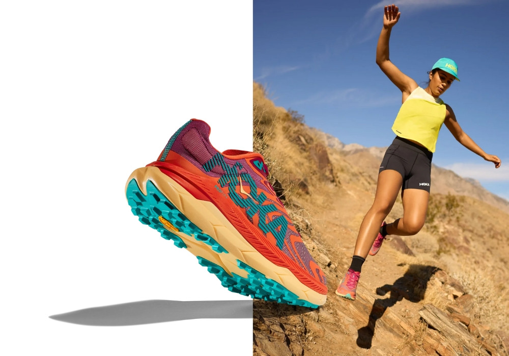 Giày Hoka Tecton X 2 màu cam và xanh