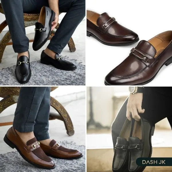Giày Horsebit Loafer da đen sang trọng với phụ kiện khóa kim loại