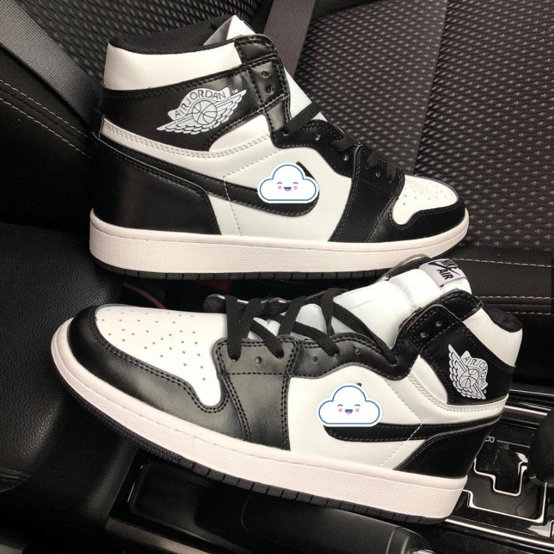 Giày Jordan cổ cao nam màu đen trắng, phong cách streetwear