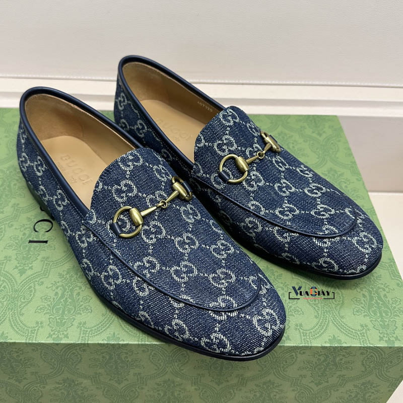 Giày lười Gucci vải họa tiết Horsebit