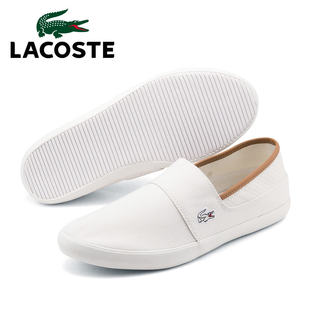 Giày lười nam màu trắng Lacoste thiết kế tối giản, ôm chân