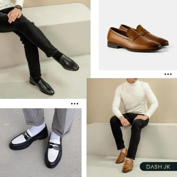 Giày lười Penny Loafer cổ điển với chi tiết đai ngang đặc trưng