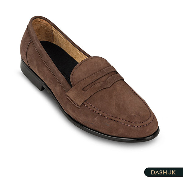 Giày lười Penny Loafer da lộn màu nâu gỗ của Bentoni, thiết kế sang trọng cho quý ông