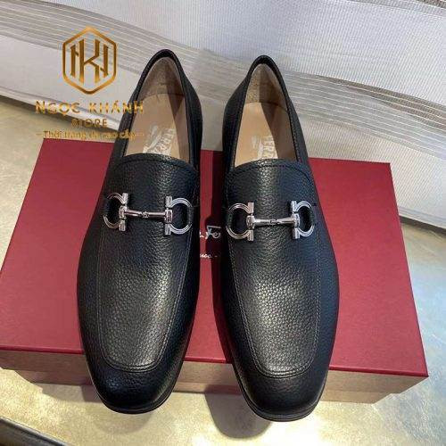 Giày lười Salvatore Ferragamo nam chính hãng da nhăn khóa trắng