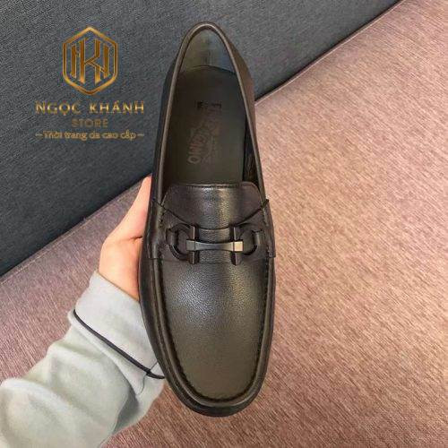Giày lười Salvatore Ferragamo nam chính hãng da sần khóa ngang
