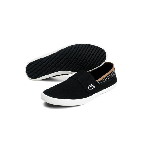 Giày lười vải nam Lacoste chính hãng đen phối đế trắng sang trọng