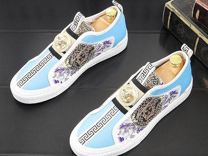 Giày lười vải nam Versace Slip-On Sneakers với sự kết hợp vật liệu sang trọng