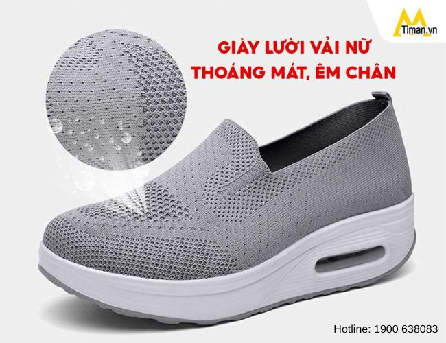 Giày lười vải nữ BN50 thoáng khí đi êm chân của Giày Hà Anh