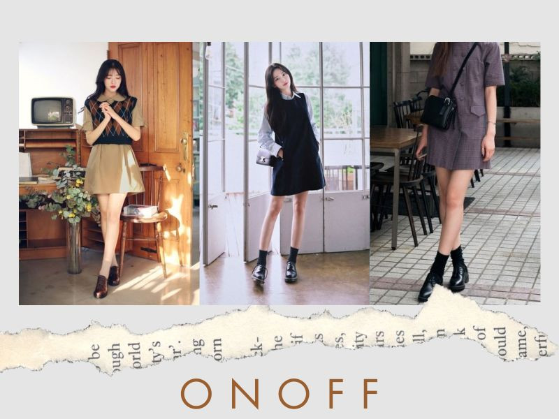 Giày oxford nữ vintage kết hợp với váy liền