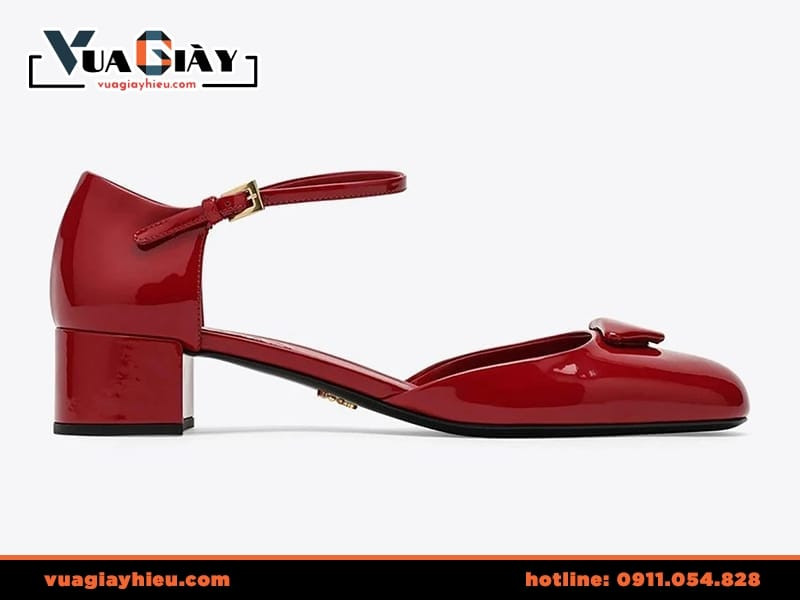 Giày Prada cao gót nữ chính hãng màu đỏ nổi bật