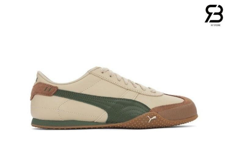 Giày Puma Bella UT rep 1 1 màu be xanh lá phối gum, phong cách vintage tinh tế