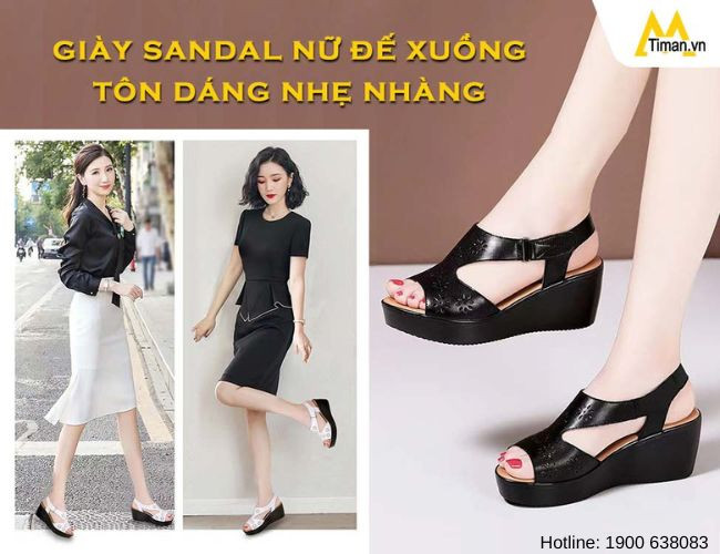 Giày sandal nữ đế xuồng êm chân, thiết kế hiện đại, tôn dáng phái đẹp
