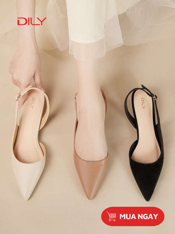 Giày slingback nữ Hàn Quốc mũi nhọn thanh lịch và tôn chân