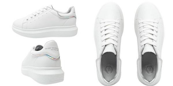 Giày sneaker độn đế nữ Domba High Point Ps trắng tinh khôi