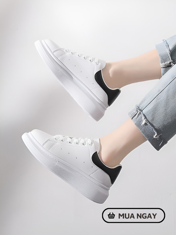 Giày sneaker nữ trắng cổ điển phong cách