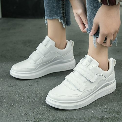 Giày sneaker quai dán nữ trắng hồng dễ thương