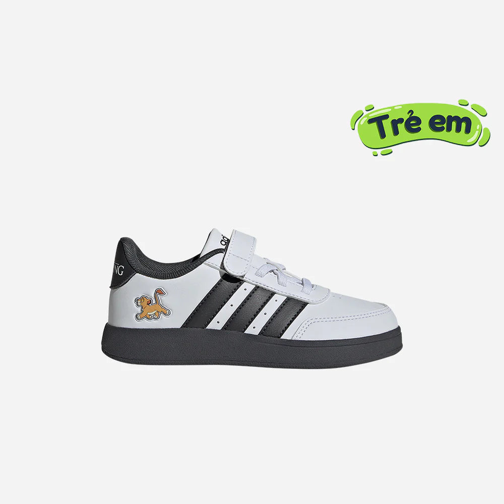 Giày sneaker trẻ em chính hãng Adidas x Disney Lion King màu trắng, thể hiện sự năng động.