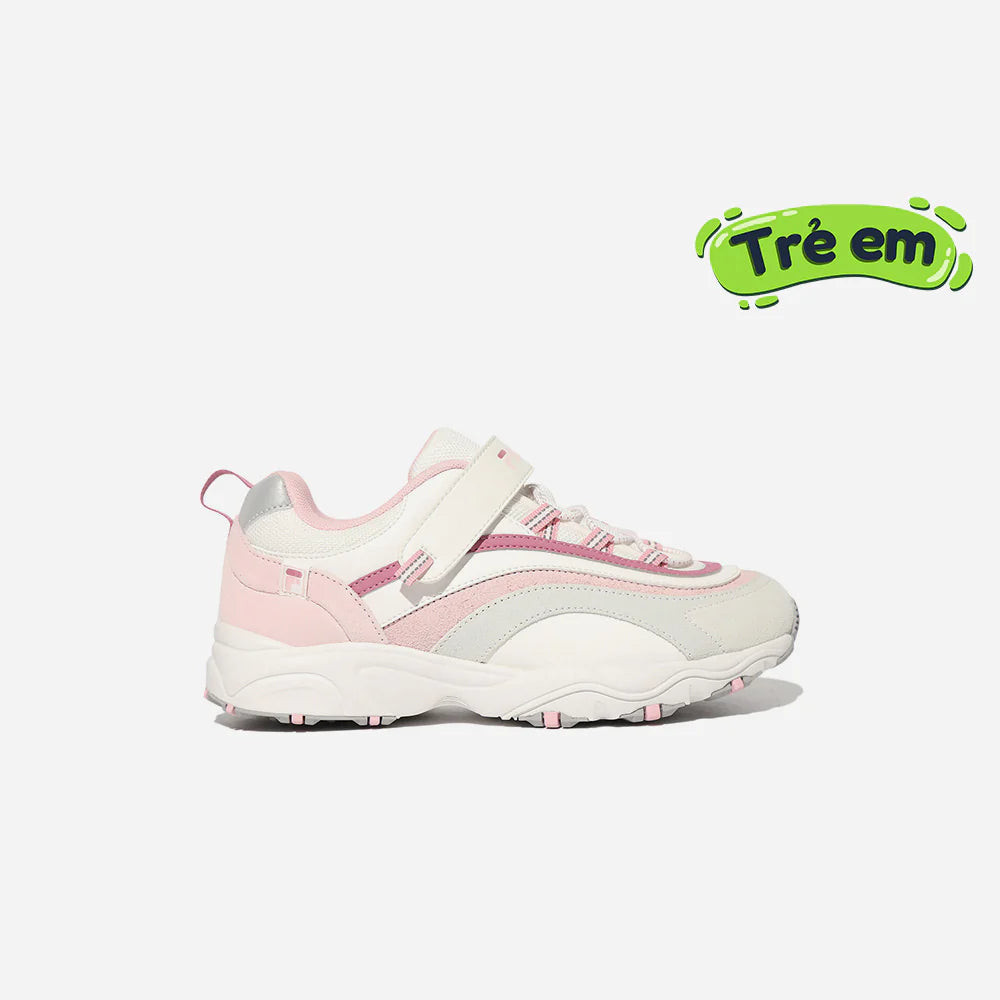 Giày sneaker trẻ em Fila Raymount Kd màu hồng, thiết kế thời trang và thoải mái.
