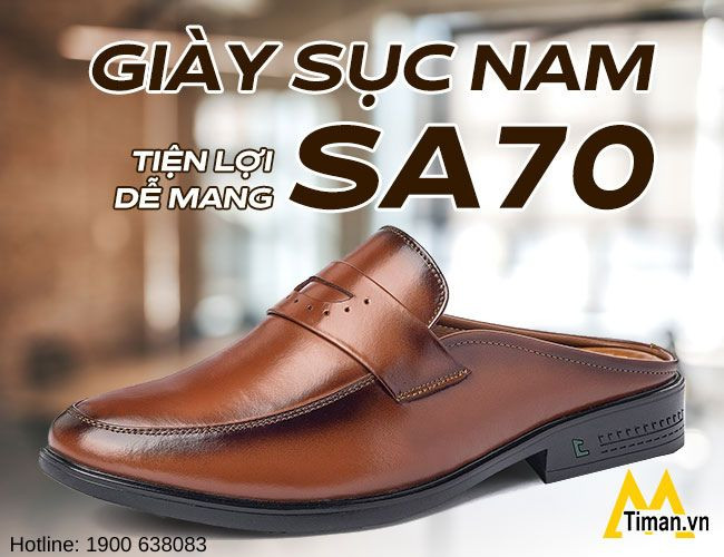 Giày sục nam SA70 thiết kế hở gót, mẫu giày da nam đẹp cho những ngày hè