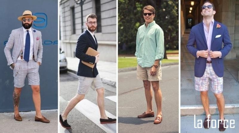 Giày tây nâu phối cùng quần short năng động