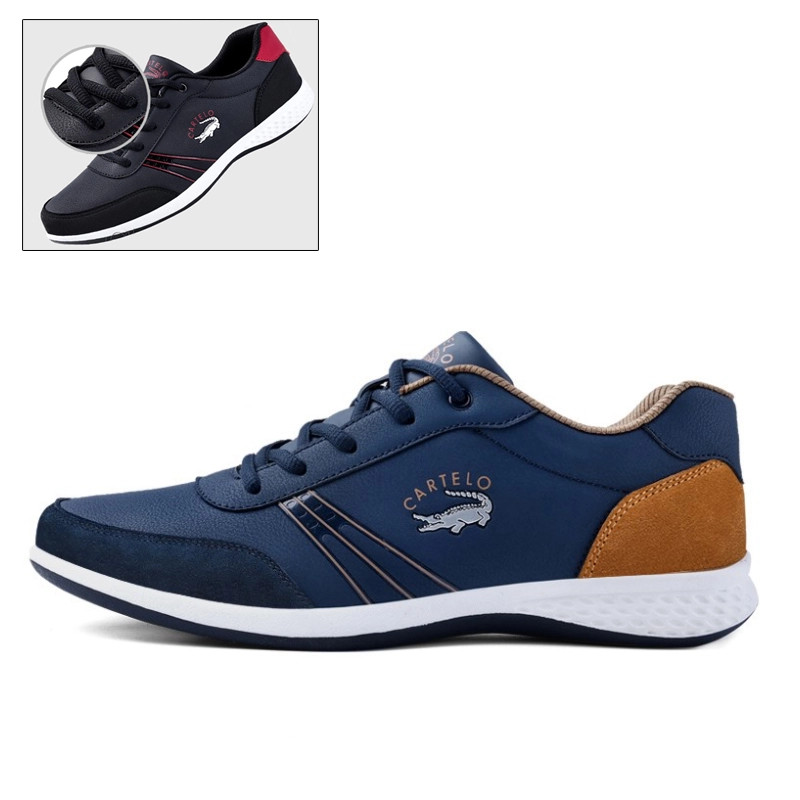 Giày thể thao cao cấp Cartelo màu đen với thiết kế đơn giản, phù hợp phong cách lịch sự của người trung niên