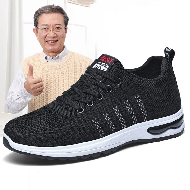 Giày thể thao cotton chống trượt màu đen, phong cách thể thao năng động cho người trung niên