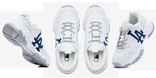 Giày thể thao độn đế nữ MLB LA Dodgers trắng với logo LA