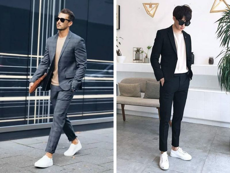 Giày thể thao nam phá cách khi phối cùng bộ suit lịch lãm