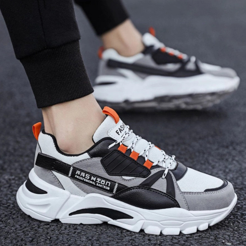 Giày thể thao nam sneaker đế cao màu đen, thiết kế cá tính, phù hợp phong cách đường phố