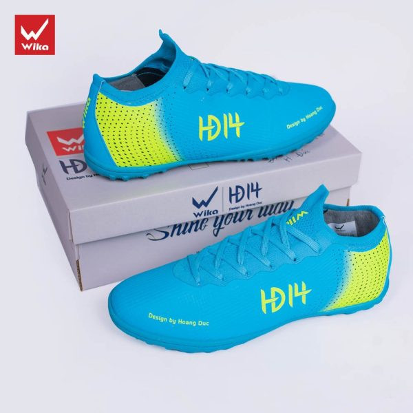 Giày Wika bóng đá HD14 Hoàng Đức xanh ngọc, thiết kế tối ưu