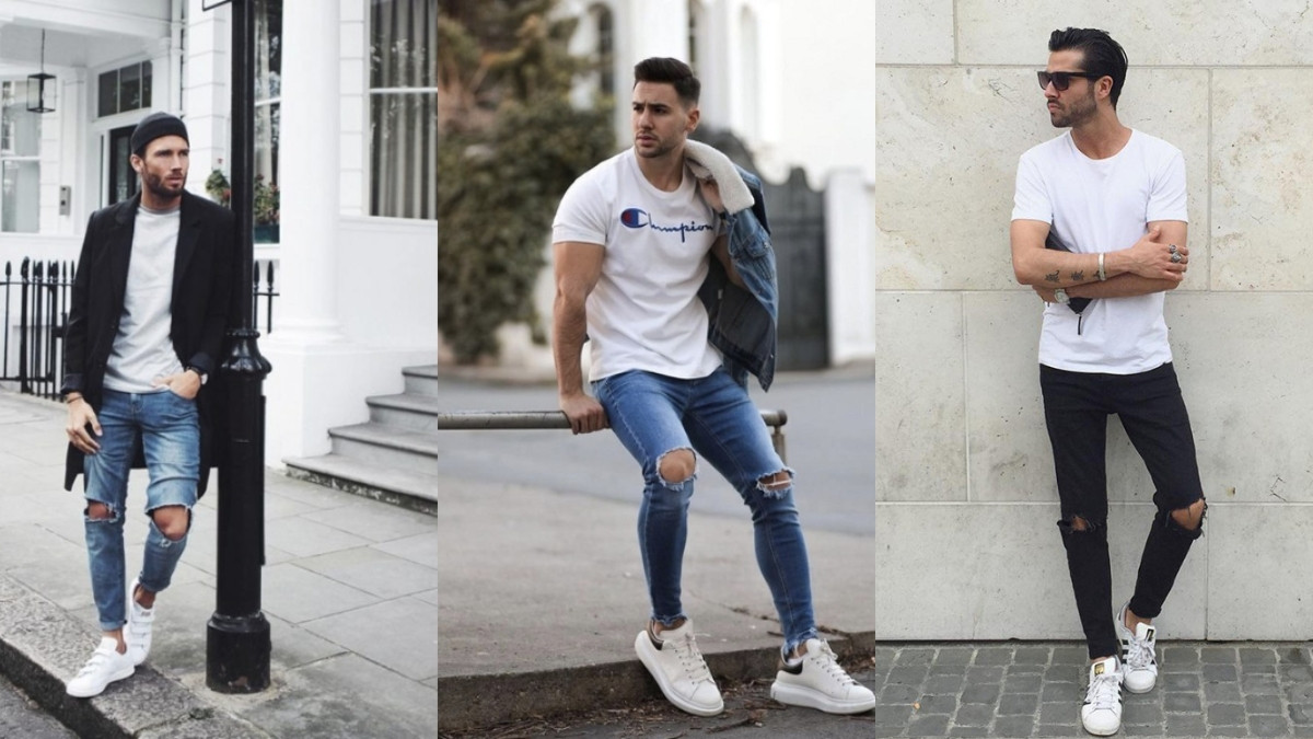 Gợi ý phối đồ jean nam với giày sneaker