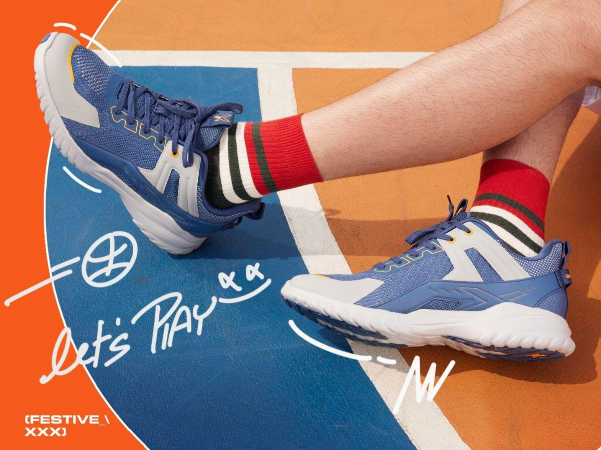 Hình ảnh cận cảnh một đôi giày sneaker Biti's Hunter màu sắc tươi sáng trên nền trắng, thể hiện sự năng động