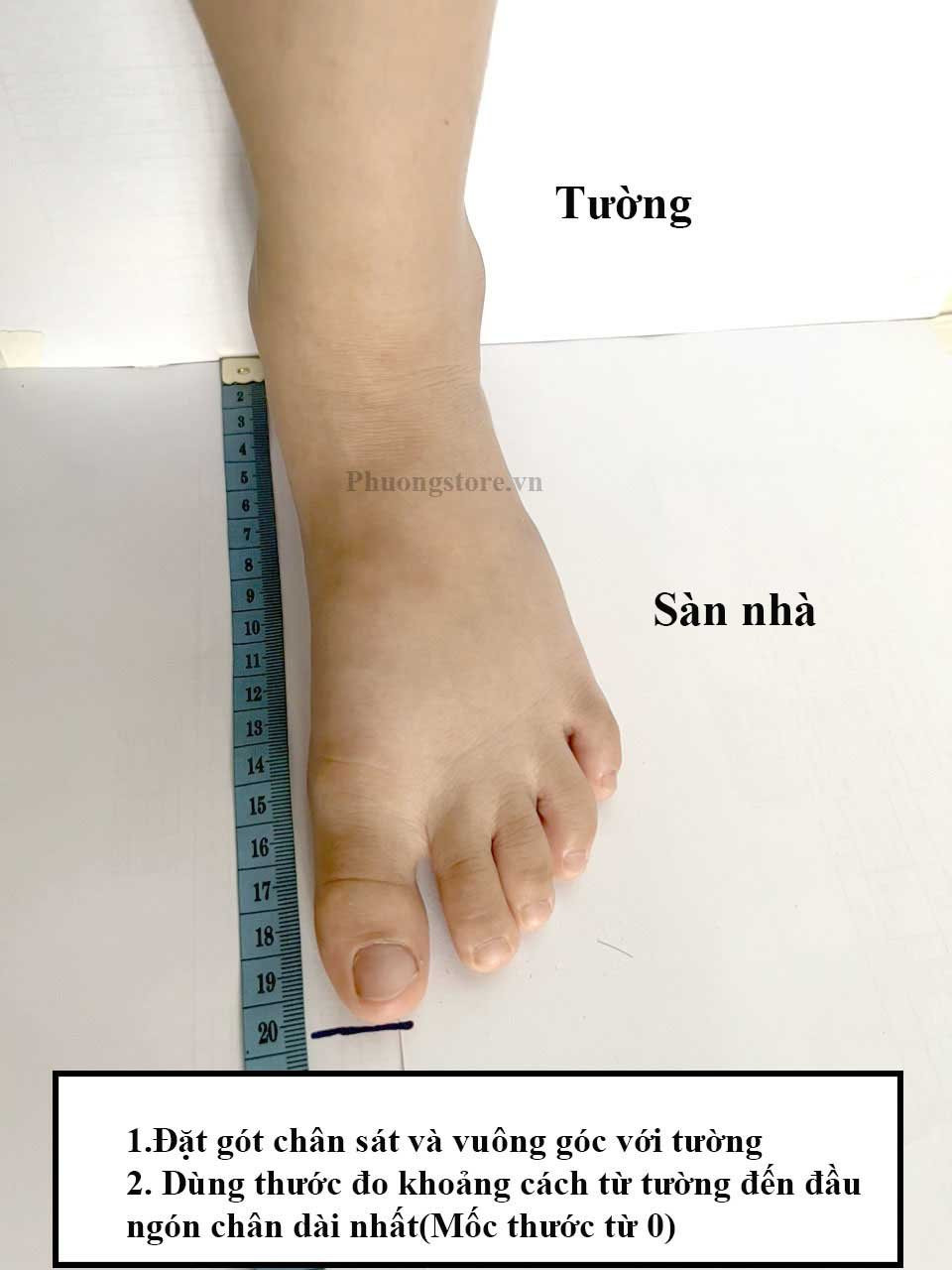 Hướng dẫn đo kích thước chân trẻ em chọn giày búp bê màu trắng