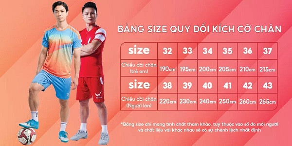 Hướng dẫn đo và chọn size giày bóng đá Wika QH19 phù hợp