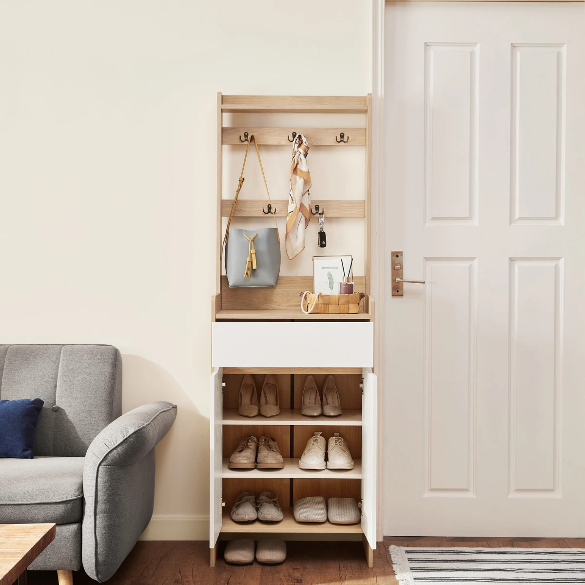 Kệ đựng giày dép bằng gỗ MDF phong cách tối giản